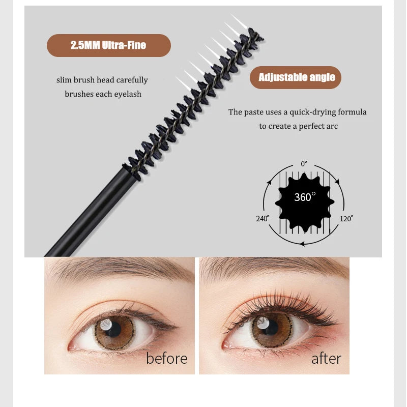 Silk Fiber Matte Mascara Makeup Ultra-Fine Brush - Waterproof and Fast Dry