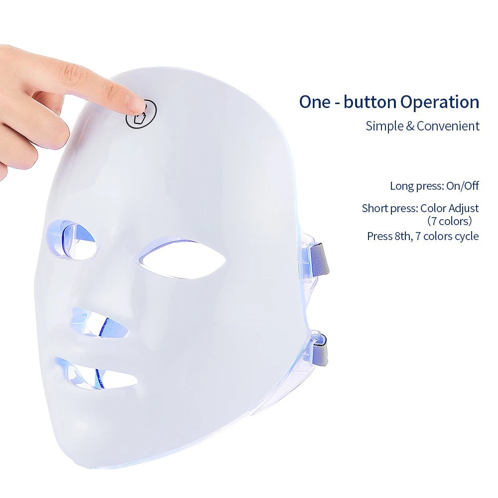 Rechargeable Facial LED Mask 7 Colors LED - Skin Rejuvenation and Face Lifting